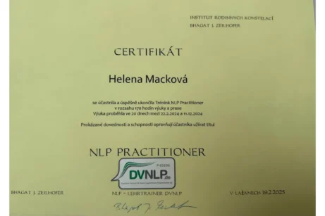 Certifikát NLP Practitioner
